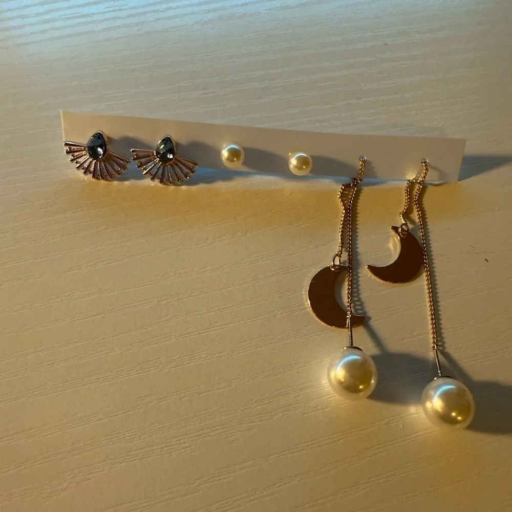 Gold and White Celestial Earrings Collection